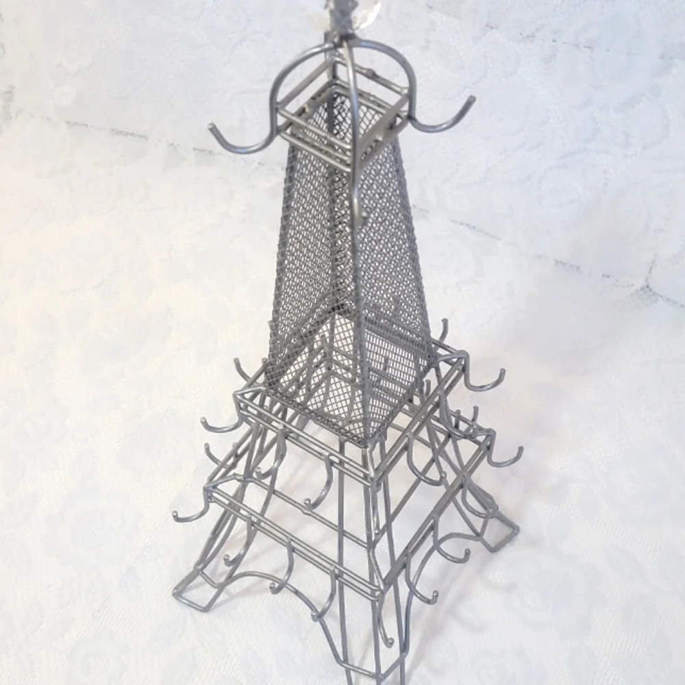 Paris Eiffel Tower Metal Jewelry Organizer Stand Necklace Bracelet Ring Holder
